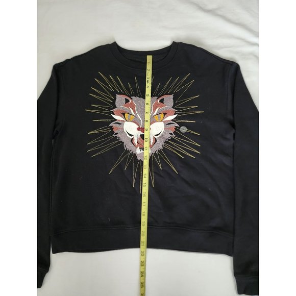 Aeropostale Embroidered Beaded Cat Feline Graphic Crewneck Sweatshirt Sz Medium - Picture 10 of 10